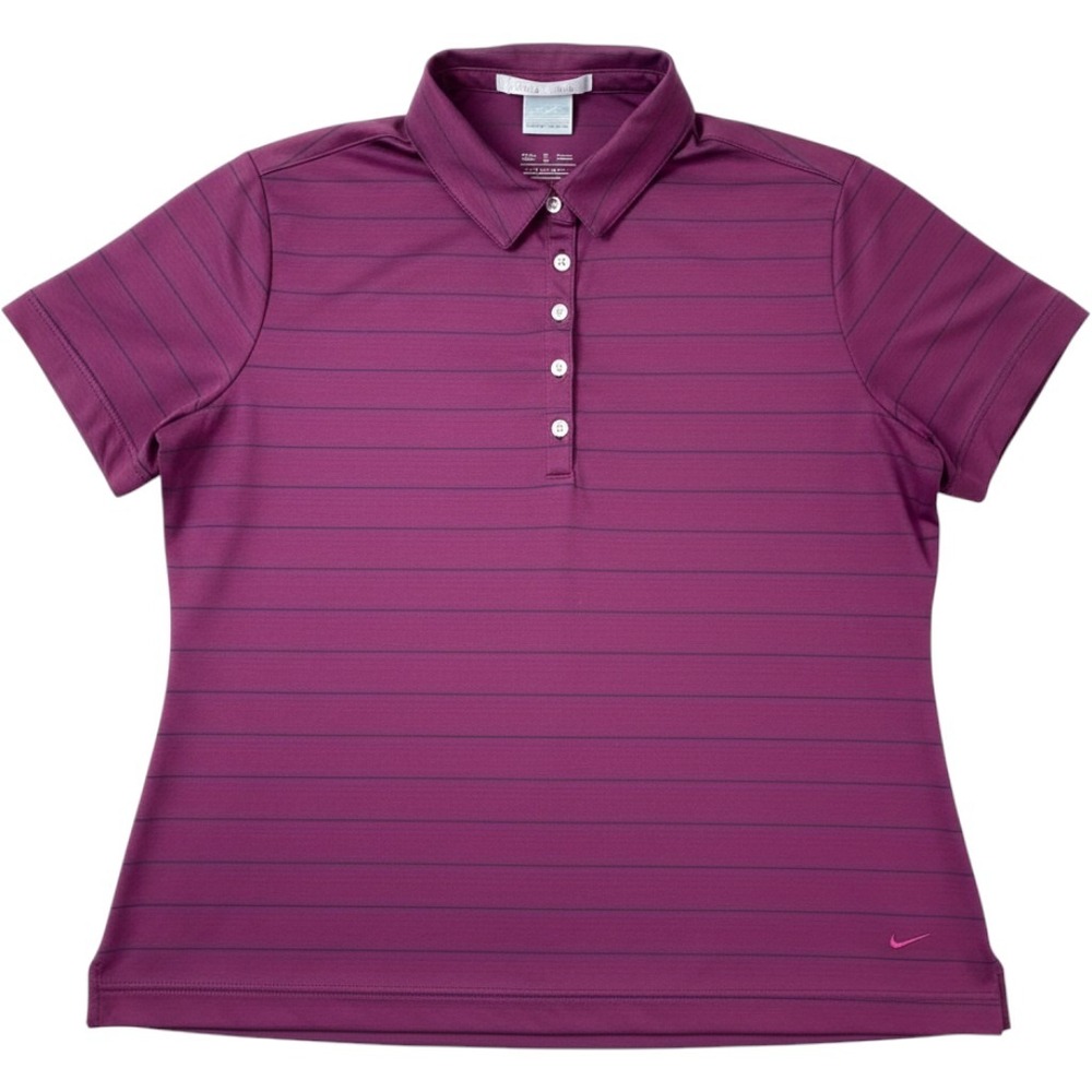 Nike Golf XL Magenta Striped Fit Dry Short Sleeve Polo Shirt Purple